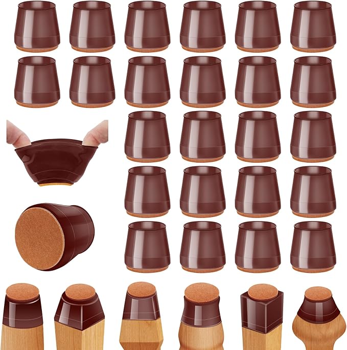 36Pcs Brown Silicone Chair Leg Floor Protectors, Floor Protectors by Joeyrras