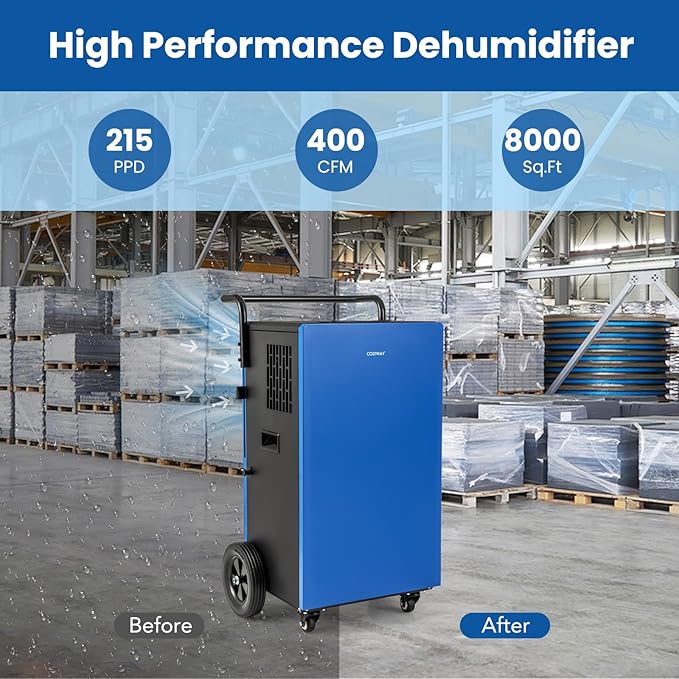 COSTWAY 215 Pint Commercial Dehumidifier, 000 Sq.Ft Industrial Dehumidifier - Image 2