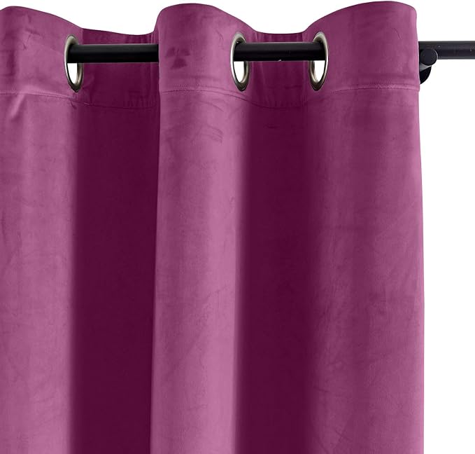 ChadMade Extra Wide Blackout Lined Premium Velvet Curtain Purple 120Wx84L Inch - Image 2