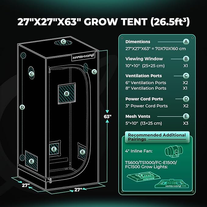 MARS HYDRO 2.3x2.3 Advanced Grow Tent, - Image 9