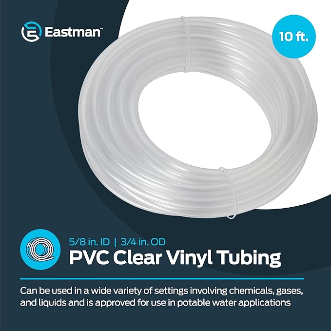 Eastman 5/8 Inch ID PVC Clear Vinyl Tubing, 10 Foot Length - Image 2