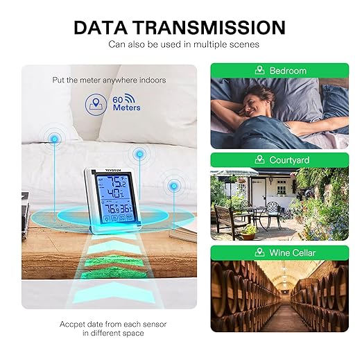 VIVOSUN Indoor Outdoor Thermometer Wireless Digital Hygrometer Temperature and - Image 6
