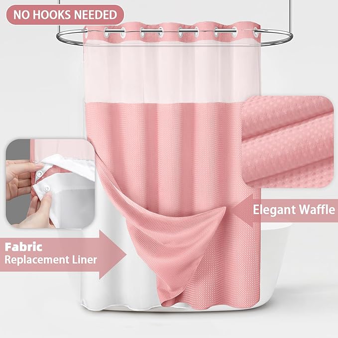 No Hook Shower Curtain and Liner Set - Image 3