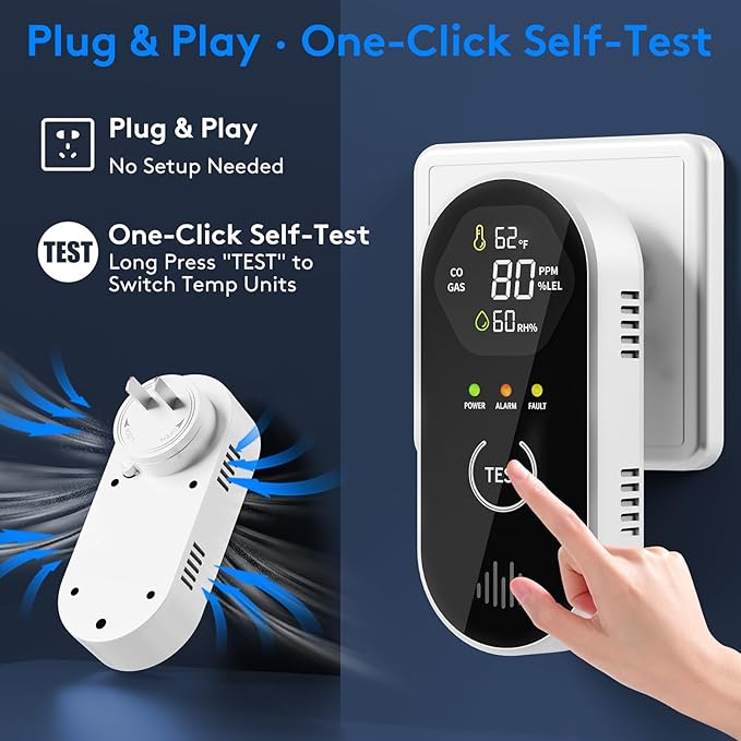 3 Packs Carbon Monoxide Detectors Plug-in, 4-in-1 CO & Gas Leak Alarm - Image 5