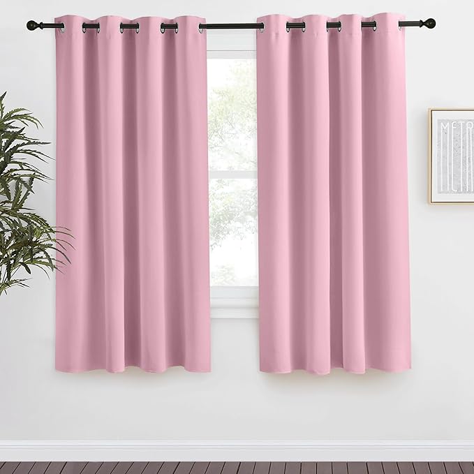 NICETOWN Blackout Curtain 57 inch Length, W55 x L57 Inch, Rouge Pink, 8 by NICETOWN