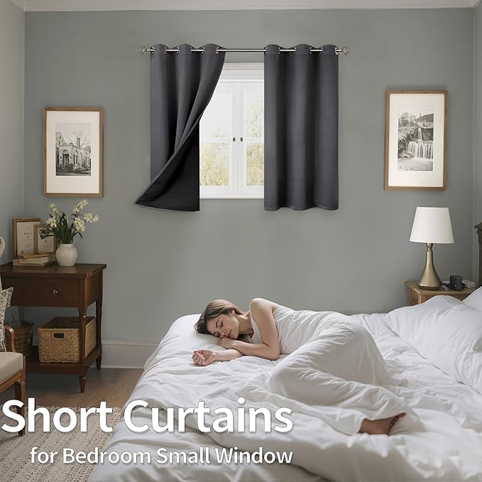 BGment Short Blackout Curtains 40 Inch Length 2 Panels, Thermal Insulated Total - Image 2