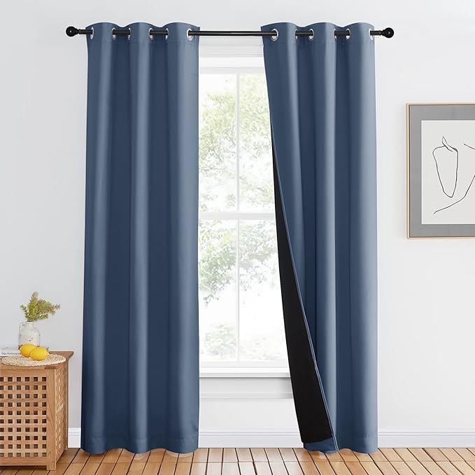 NICETOWN Complete 100% Blackout Curtain Set, Thermal Insulated & Energy by NICETOWN
