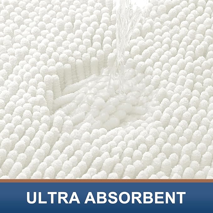 Smiry Luxury Chenille Bathroom Rugs 45x27, Extra Soft and Absorbent Shaggy Bath - Image 4