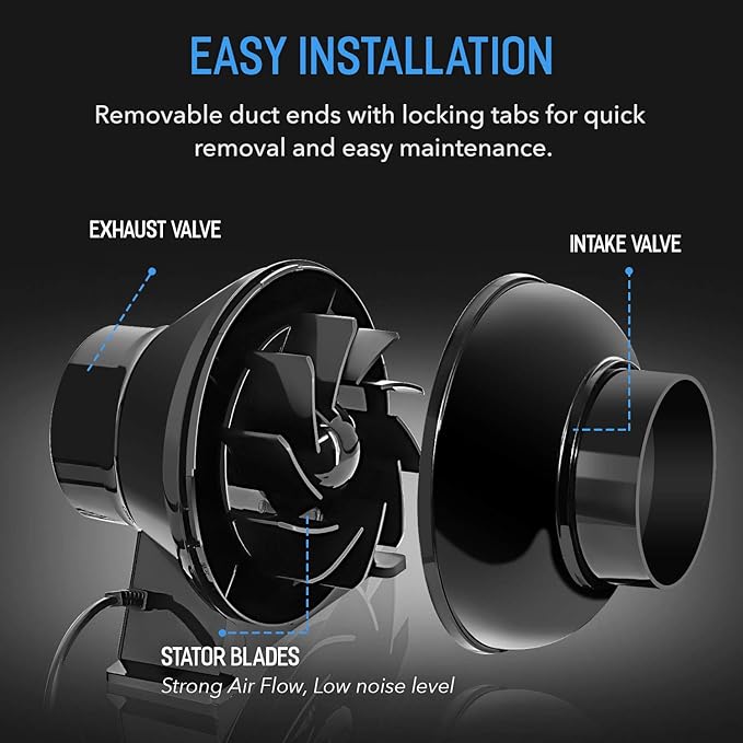 iPower 4 Inch 195 CFM Inline Duct Ventilation Fan Air Circulation Vent Blower - Image 4