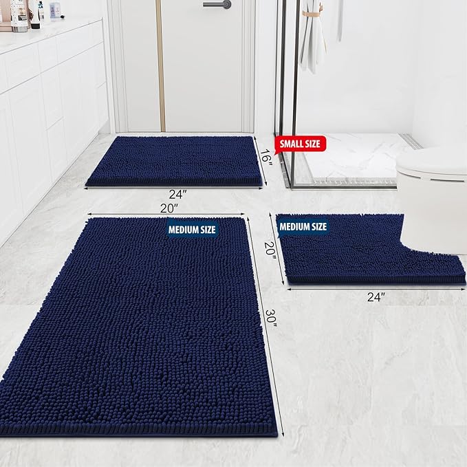 Smiry Luxury Chenille Bathroom Rugs 47x17, Extra Soft and Absorbent Shaggy Bath - Image 2