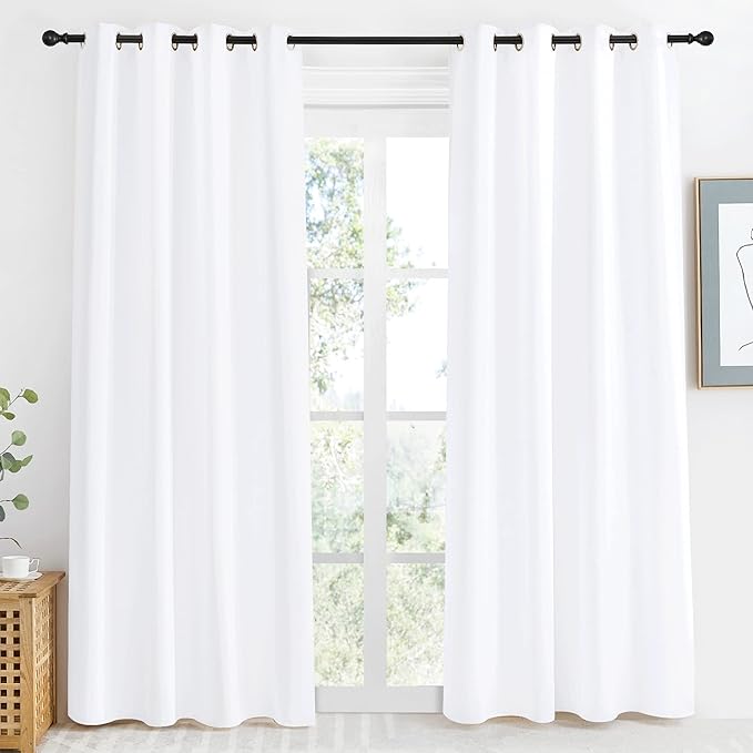 NICETOWN Room Darkening Window Treatment Curtain, Pure White, Single Panel by NICETOWN