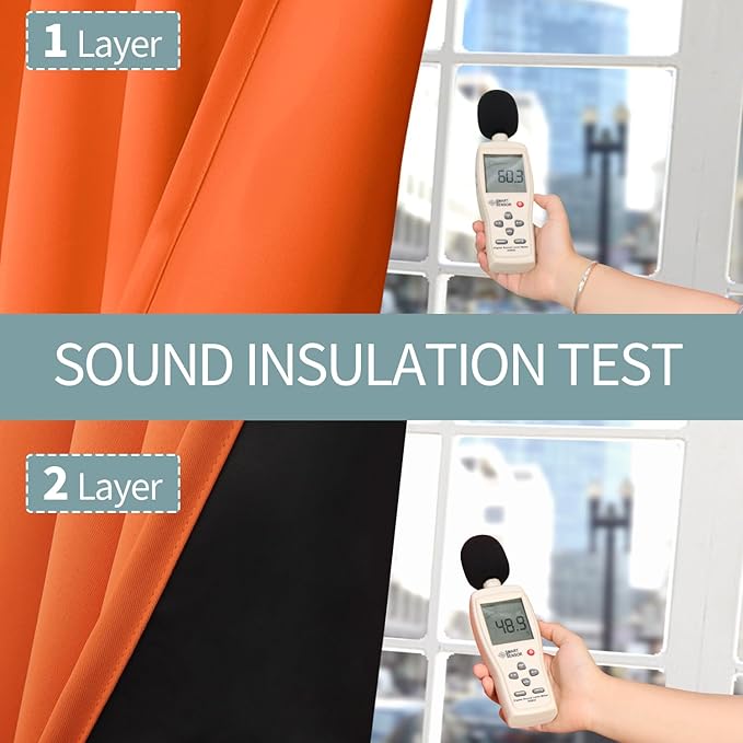 BGment Burnt Orange 100% Blackout Curtains - Image 8