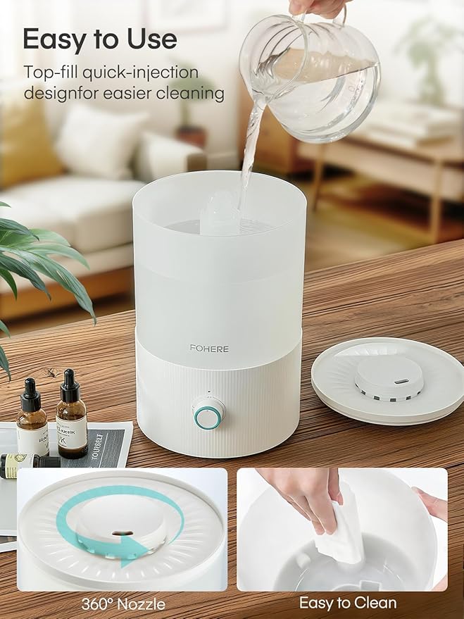 FOHERE Humidifier for Bedroom Baby, 3.2L Top Fill Cool Mist Humidifiers for - Image 5