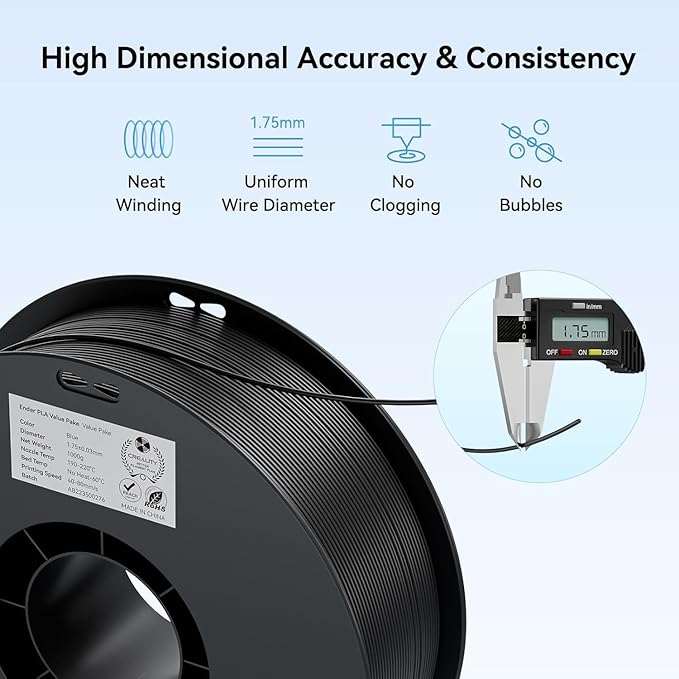Creality 3D Printer Filament, PLA Filament 1.75mm Bundle, Ender PLA Filament - Image 4