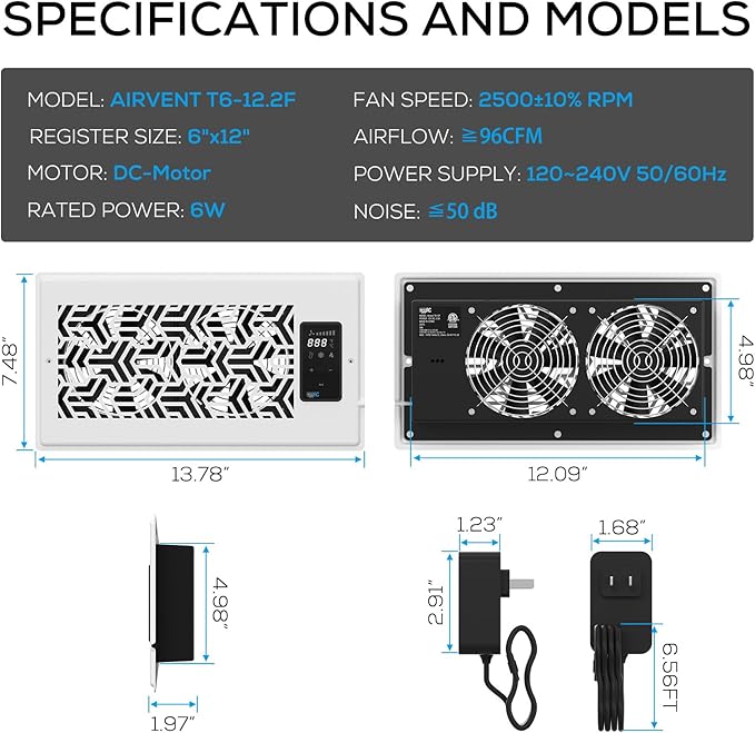 6x12 Quiet Register Booster Fan - Image 5