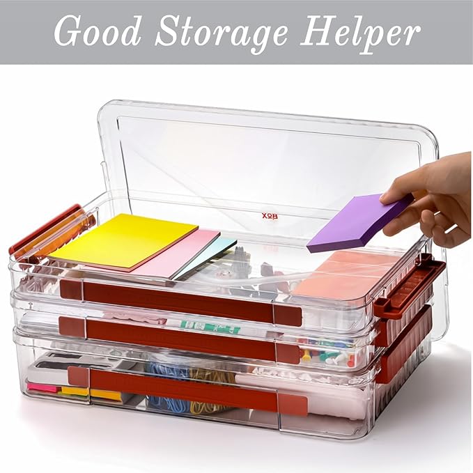 Set of 3 Portable Paper Storage Box Organizer, Stackable Document Box Project - Image 5