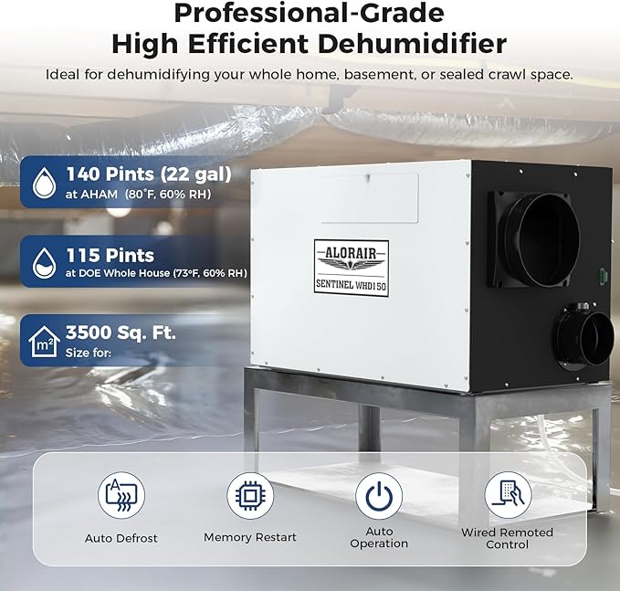 ALORAIR Whole House Dehumidifier, 140 PPD Commercial Grade Whole Home - Image 4