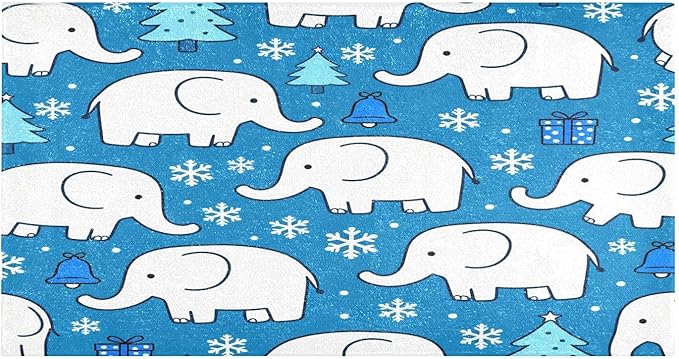White Elephant Snowflake Blue Christmas mats Non Slip Anti-Mold Bath Rugs by Unknown