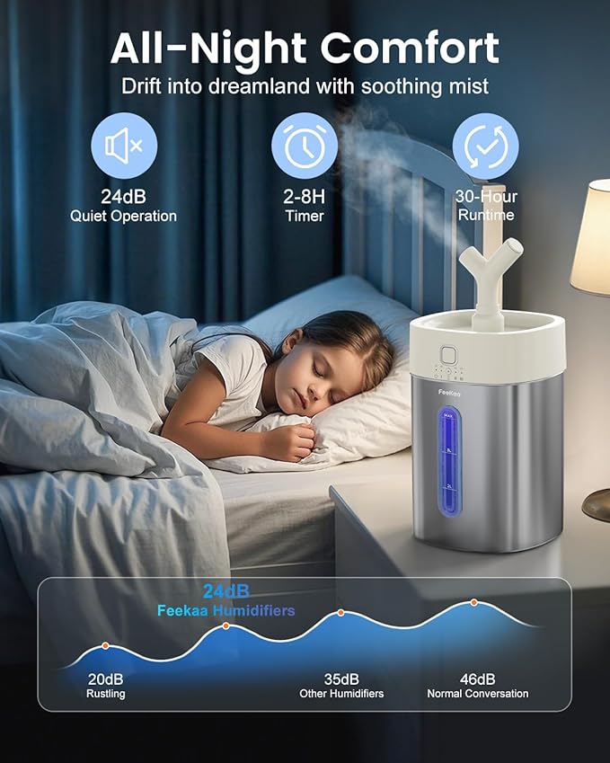 Feekaa Stainless Steel Humidifier, Easy Clean Dishwasher Safe, 4L/1Gal Cool - Image 5