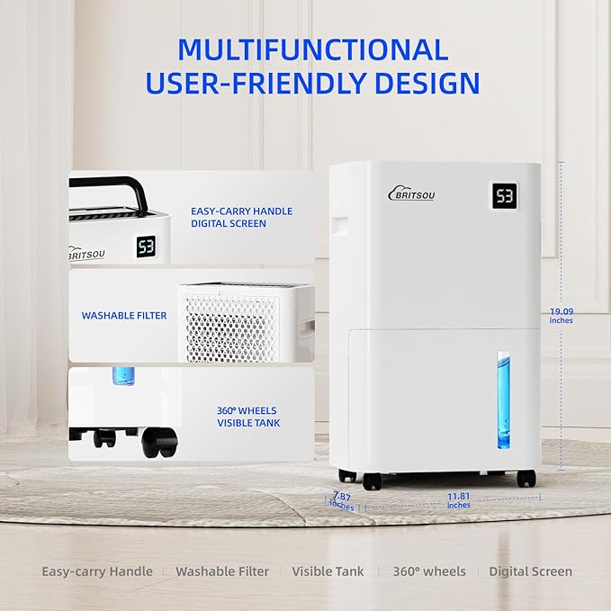 Britsou 50 Pints Dehumidifier for Basement - Image 8