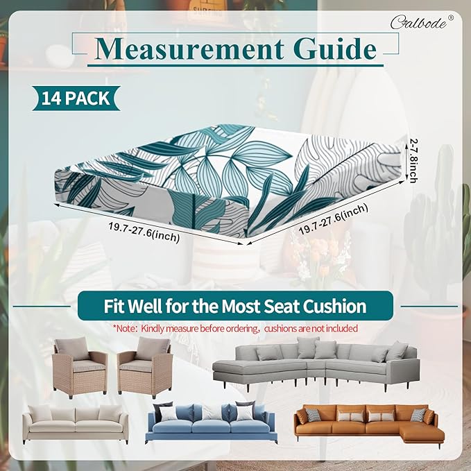 14Pcs Stretch Patio Cushion Cover Outdoor Cushion Cover Replacement Slipcovers - Image 2