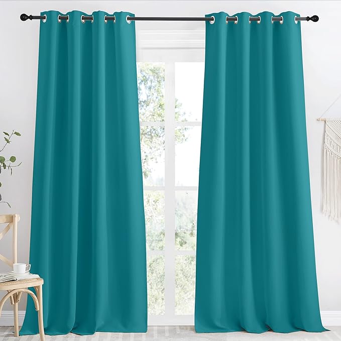 NICETOWN Peacock Blue Blackout Curtain 118 inch Long, W55 x L118, 1 Panel by NICETOWN