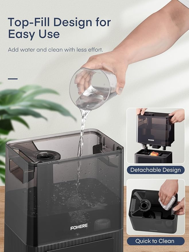 FOHERE Smart Humidifiers for Bedroom, 6L Warm and Cool Mist Quiet Humidifier - Image 8