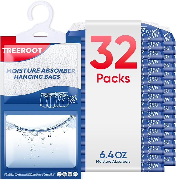 32 Pack Moisture Absorbers for Closet, 6.4OZ Hanging Closet Dehumidifier Bags by Unknown