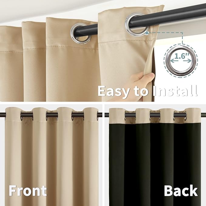 BGment Beige Blackout Curtains 95 Inches Long 2 Panels Set - Image 6