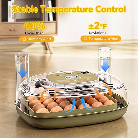 24 Egg Incubator with Temperature Control & Humidity Monitoring, Automatic Egg - Image 4