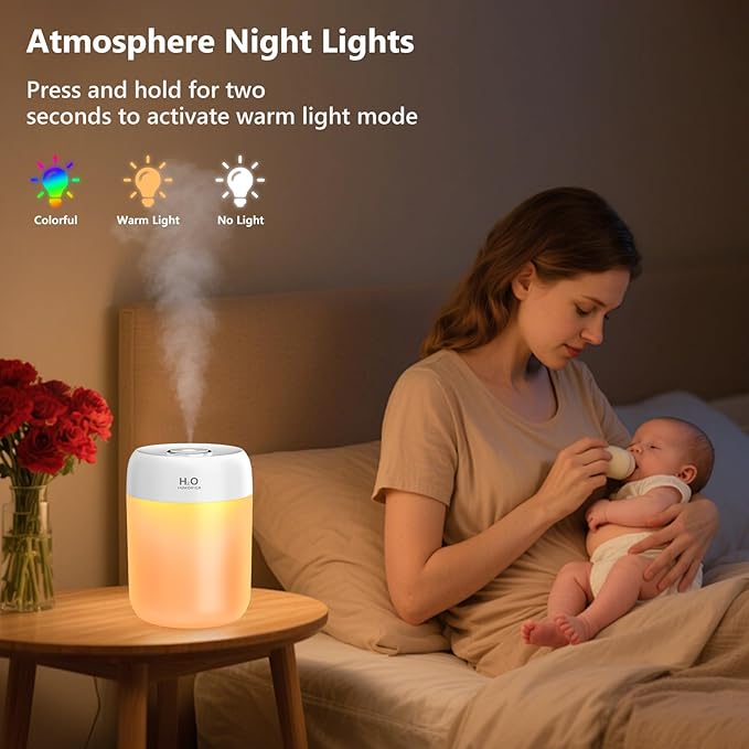 FUWANG Portable Mini Humidifier, 650ml Small Cool Mist Humidifier, USB Personal - Image 3