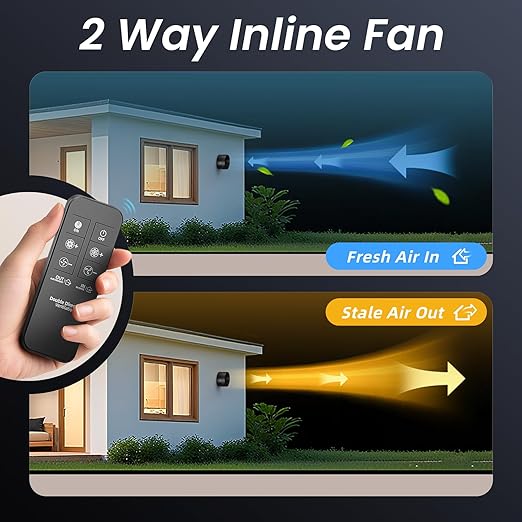 4 Inch Inline Fan with Remote, 2Way 6 Speed Inline Duct Fans High-Efficiency - Image 6