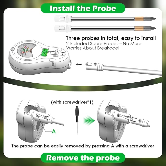 6-in-1 Soil Test Kit with 3 Replaceable Probes, Soil Tester - Image 6