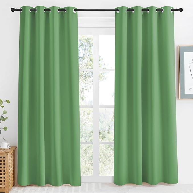 NICETOWN Blackout Curtain 86 inch Long, Forest Green, W55 x L86, 1 Panel by NICETOWN