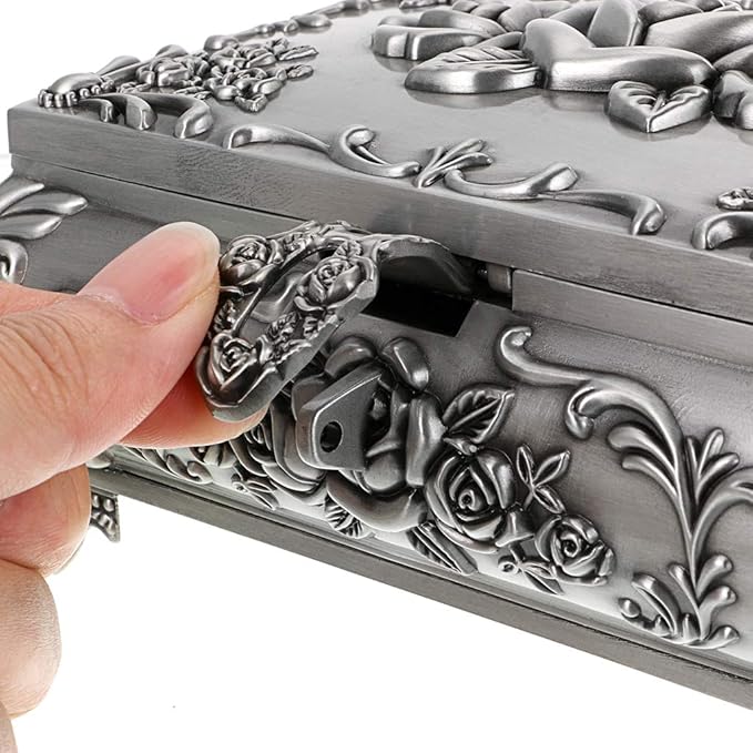 Hipiwe Vintage Metal Jewelry Box Small Trinket Jewelry Storage box - Image 6
