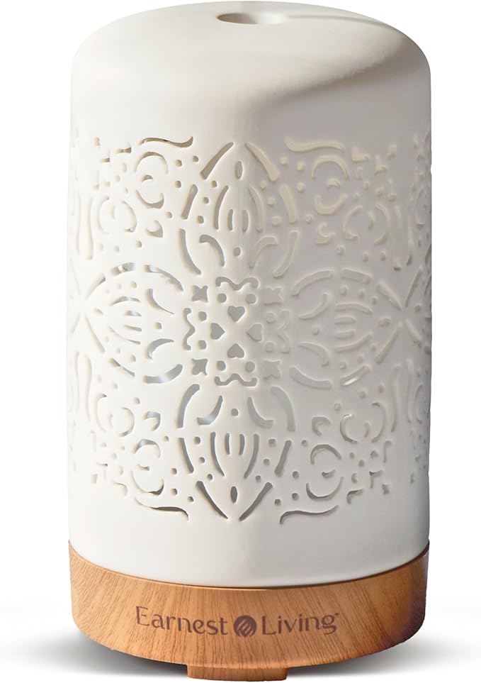 Earnest Living Essential Oil Diffuser White Ceramic Diffuser 100 ml Timers by EarnestLiving
