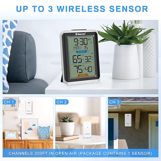 Geevon Wireless Indoor/Outdoor Thermometer & Hygrometer, Digital Temperature & - Image 5