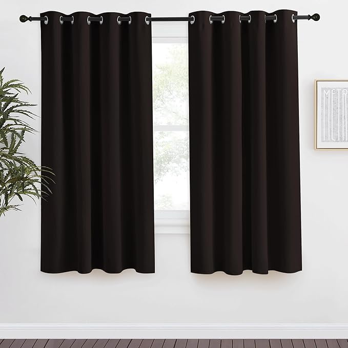 NICETOWN Toffee Brown Blackout Curtain 68 inch Length by NICETOWN