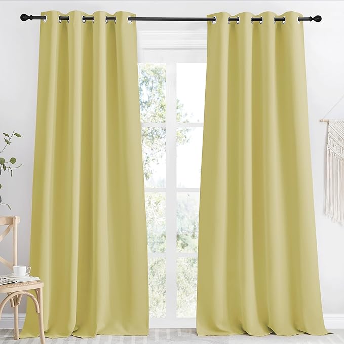 NICETOWN Paler Yellow Blackout Curtain 118 inch Long, W55 x L118, 1 Panel by NICETOWN
