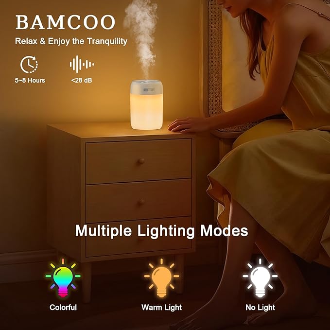 Portable Small Humidifier, 650ml Colorful Mini Humidifier - Image 2