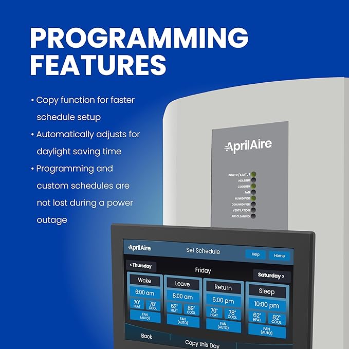 AprilAire 8920W Wi-Fi Programmable Color Touchscreen Thermostat - Image 2