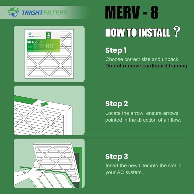 24x24x1 Air Filter 4 Pack, MERV 8 Pleated Dust Defense Air Filters Replacement - Image 7