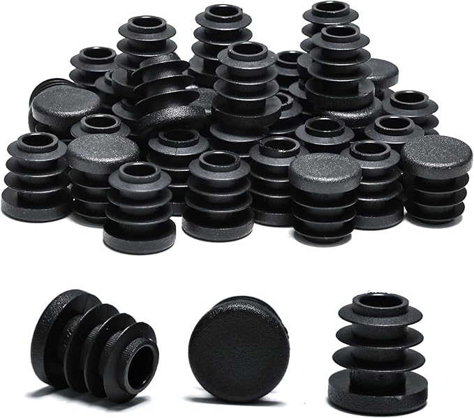 9/16" Plastic Hole Plugs Black -Round Chair Leg Caps, Flush Mount Pipe Plugs by EASYEAH