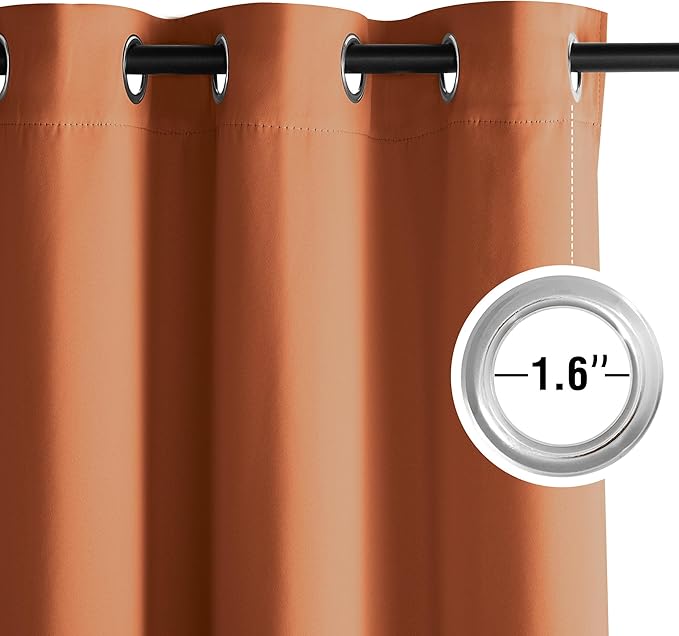 NICETOWN Room Darkening Draperies Curtains Panels, 2 Panels Burnt Orange W52 x - Image 4