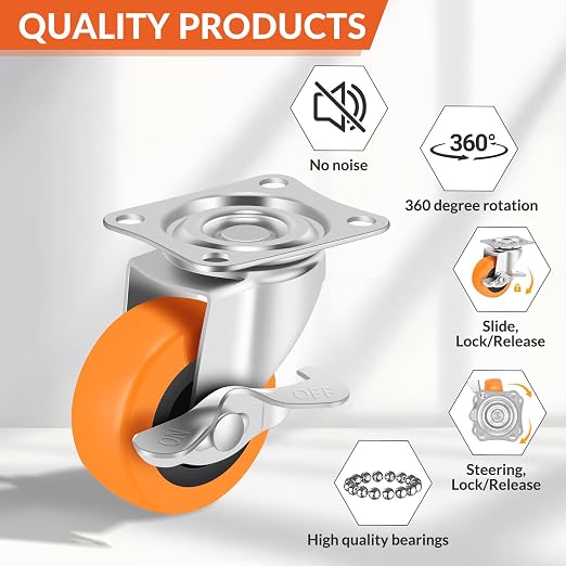 3 Inch Caster Wheels, Casters Set of 8, Heavy Duty Caster - Image 4