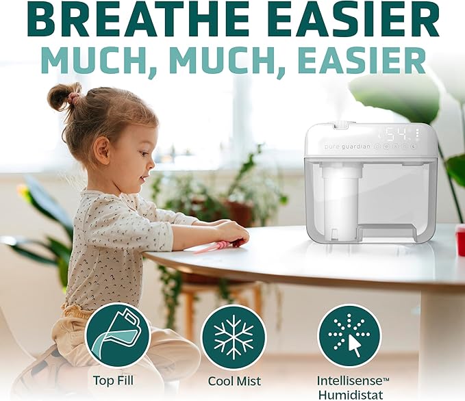 PureGuardian 1 Gallon, Cool Mist Ultrasonic Humidifier, 48-Hour Run Time - Image 3