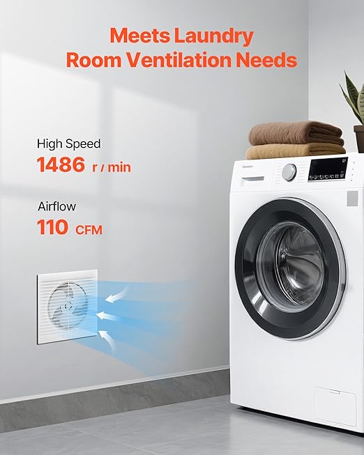 VEVOR Through-the-Wall Ventilation Fan， White Grille, 110 CFM, 6.8" Diameter - Image 5
