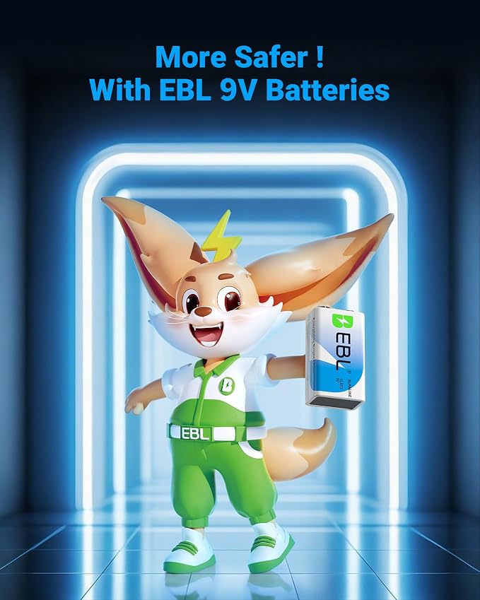 EBL 9 Volt Batteries 12 Pack, 7-Year Shelf Life, Long-Lasting Alkaline 9V - Image 2