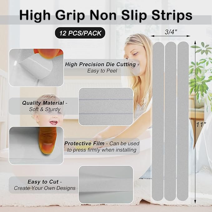 S&X Bathtub Non-Slip Stickers, Gritty Textured Slip-Resistant Treads - Image 4
