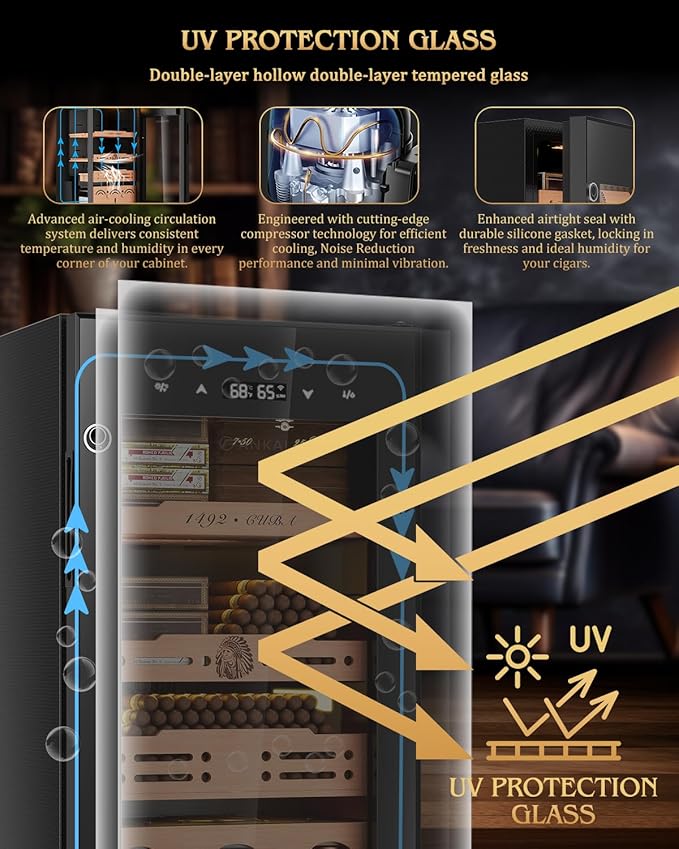 Electric Cigar Humidor Cabinet up to 600 Cigars, Temperature & Humidity Control - Image 5